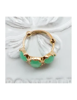 BAGUE 3 PIERRES SERTIES - CHRYSOPRASE