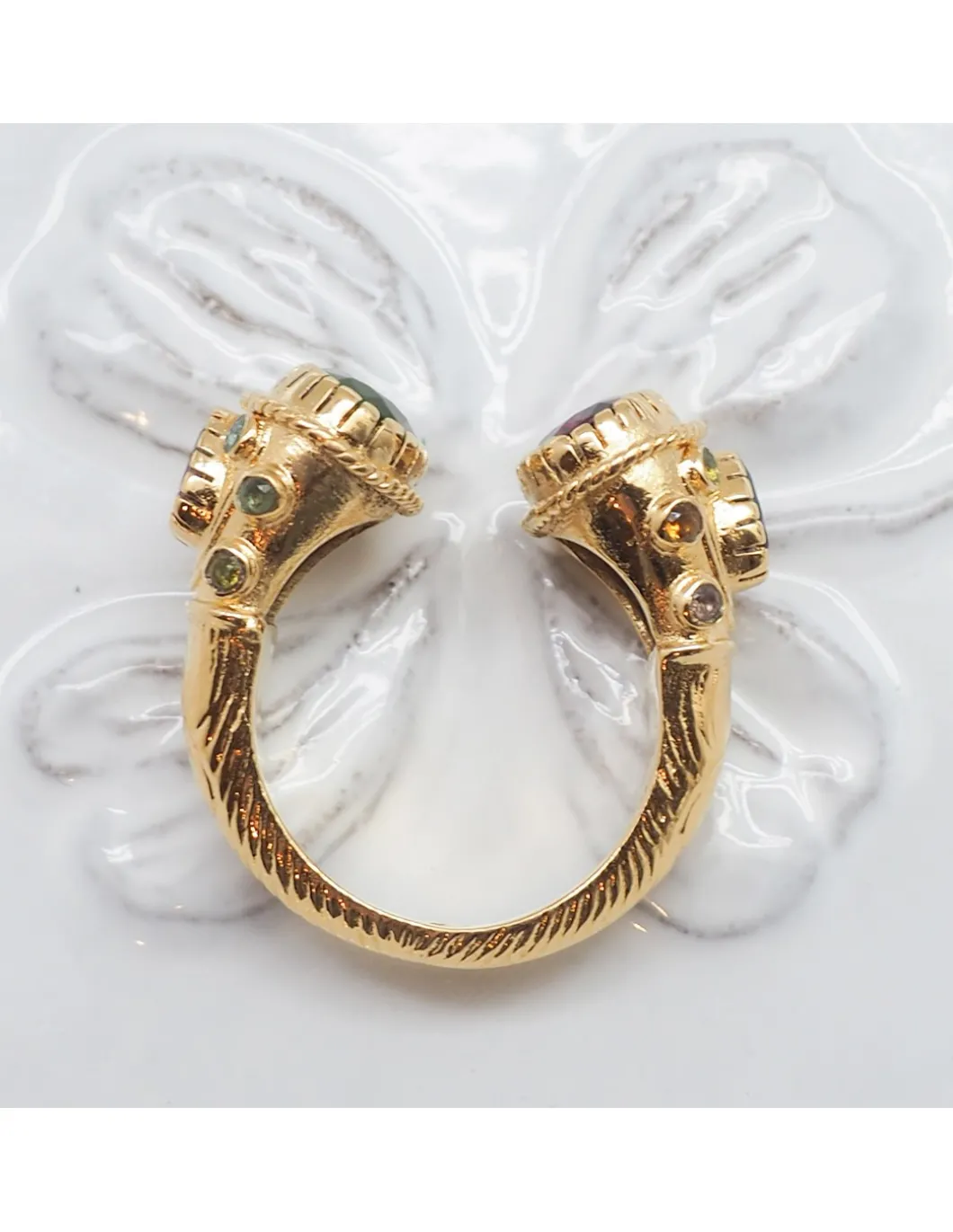 BAGUE MAHARADJAH - TOURMALINE ET ARGENT PLAQUÉ OR