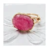 BAGUE OVALE PIERRE PLATE QUARTZ FRAISE