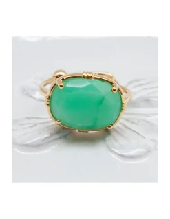 BAGUE OVALE PIERRE PLATE CHRYSOPRASE