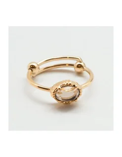 BAGUE PETITE PIERRE OVALE SERTIE QUARTZ FUMÉ