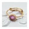 BAGUE PETITE PIERRE OVALE SERTIE QUARTZ LAVANDE