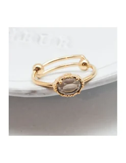 BAGUE PETITE PIERRE OVALE SERTIE QUARTZ FUMÉ