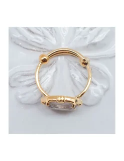 BAGUE PIERRE OVALE HORIZONTALE CRISTAL DE ROCHE