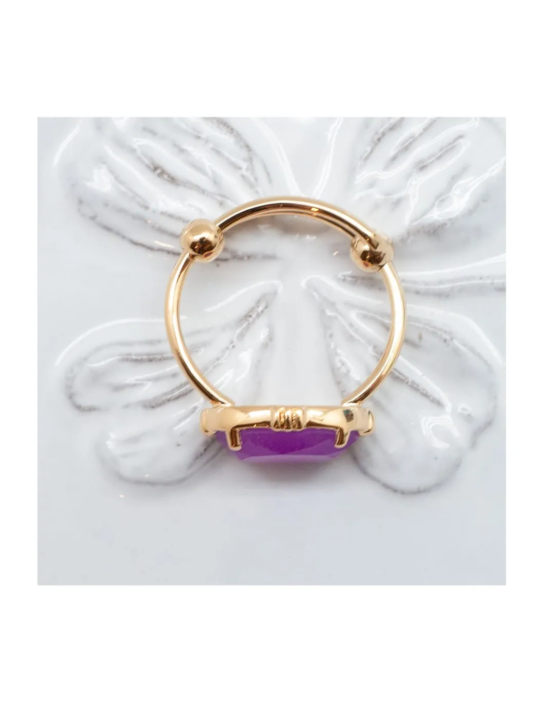 BAGUE PIERRE OVALE HORIZONTALE QUARTZ LAVANDE