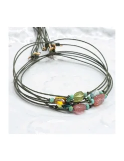 BARBS - BRACELET TOURMALINE (COULEUR AU CHOIX) ET TURQUOISES (COURT)