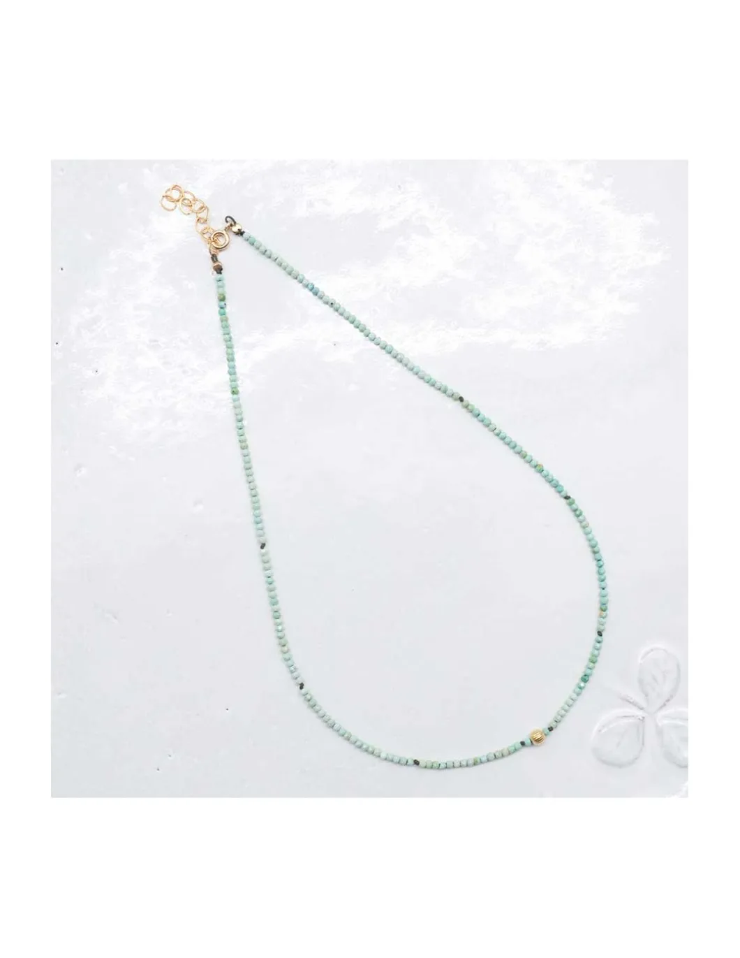 BARBS - COLLIER TURQUOISES ET PERLE LANTERNE PLAQUÉE OR