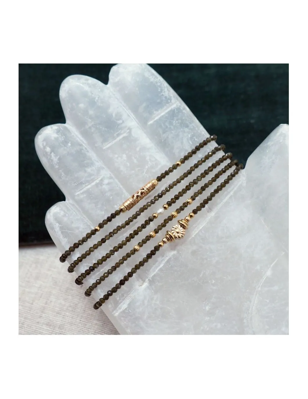 BASICS - BRACELET "OEIL DE CHAT" KAKI AU CHOIX (23€ À 60€)