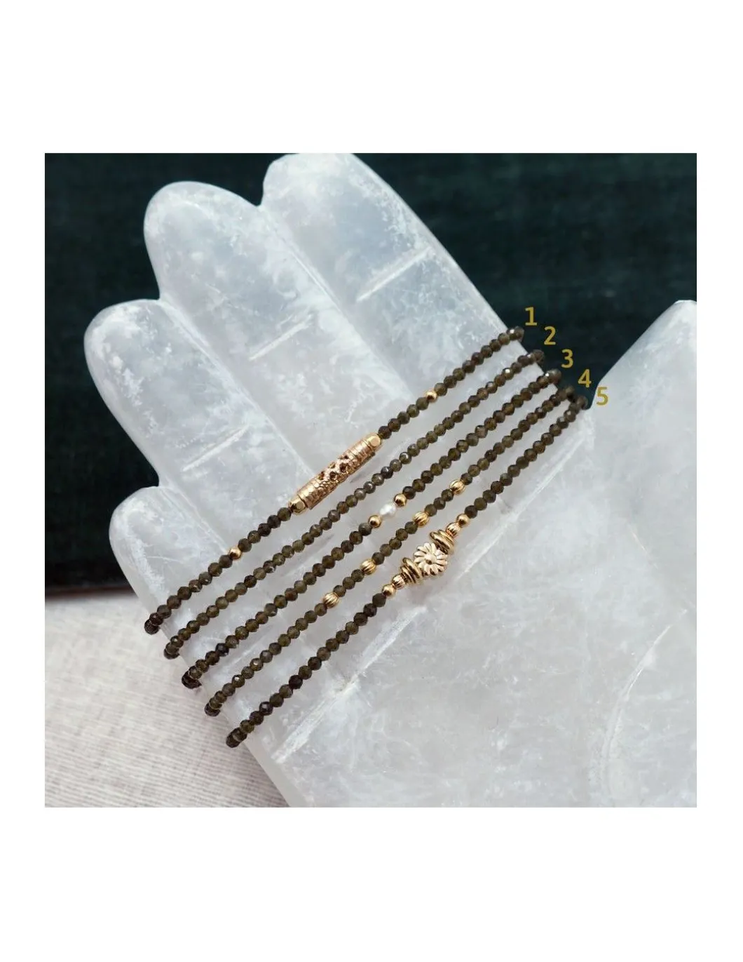 BASICS - BRACELET "OEIL DE CHAT" KAKI AU CHOIX (23€ À 60€)