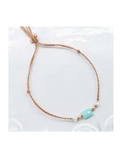 BIANCA - BRACELET AMAZONITE ET PERLES D'EAU DOUCE SUR TRESSE LUREX