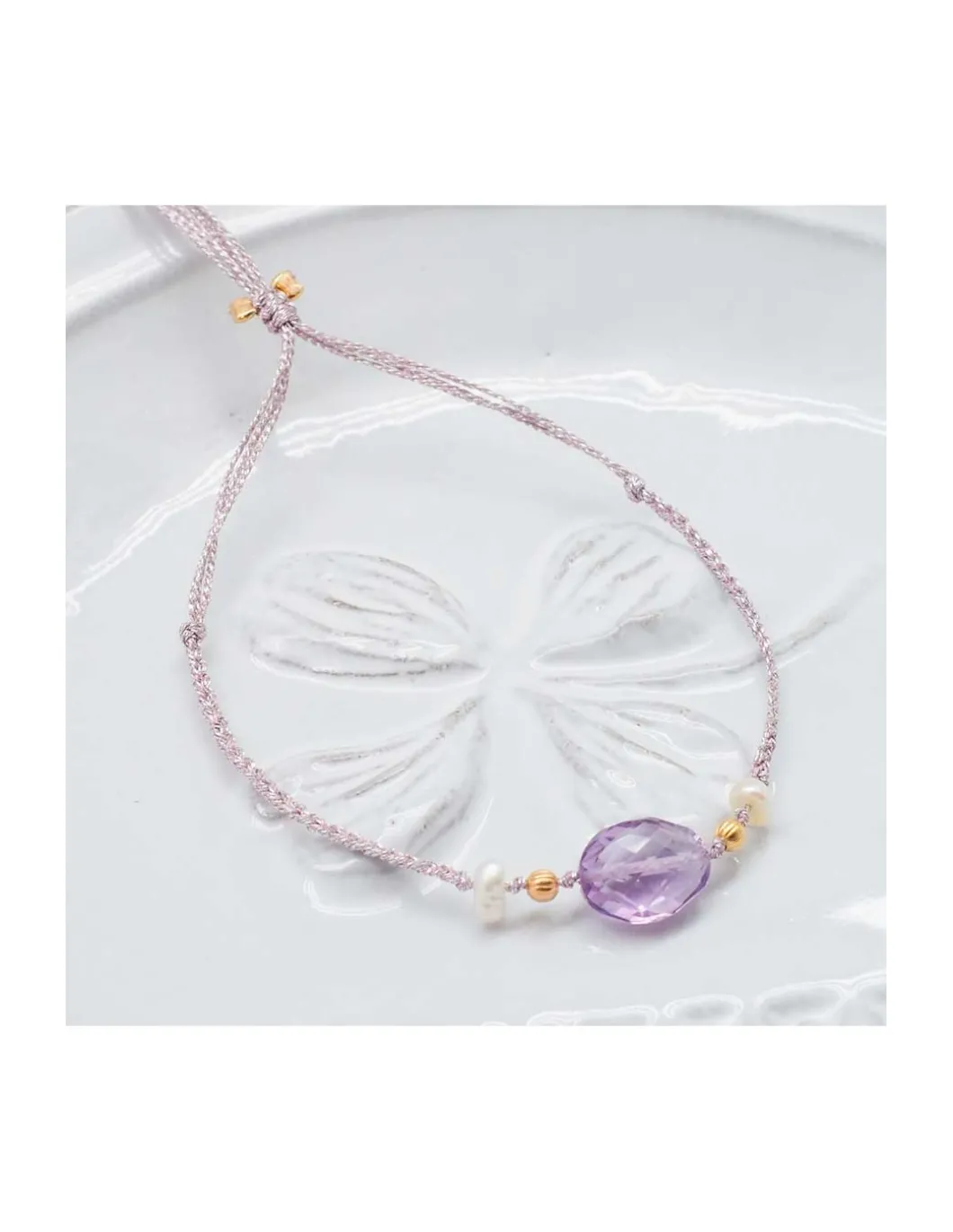 BIANCA - BRACELET AMETRINE ET PERLES D'EAU DOUCE SUR TRESSE LUREX