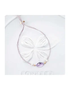 BIANCA - BRACELET AMETRINE ET PERLES D'EAU DOUCE SUR TRESSE LUREX