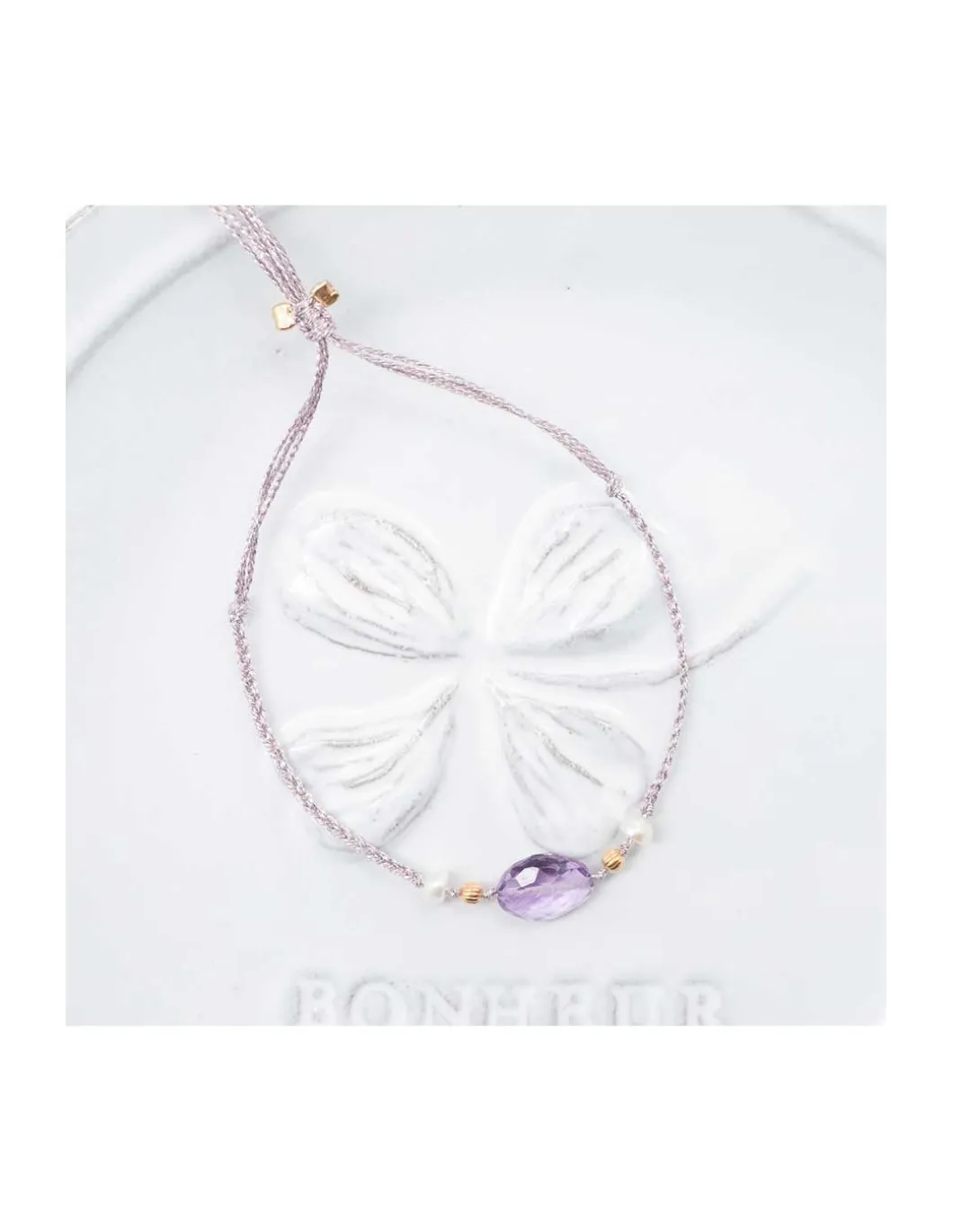 BIANCA - BRACELET AMETRINE ET PERLES D'EAU DOUCE SUR TRESSE LUREX