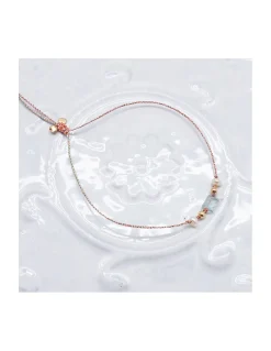 BIANCA - BRACELET AQUAMARINE ET PERLES DE CULTURE SUR CORDON LUREX