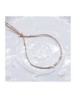 BIANCA - BRACELET AQUAMARINE ET PERLES DE CULTURE SUR TRESSE LUREX