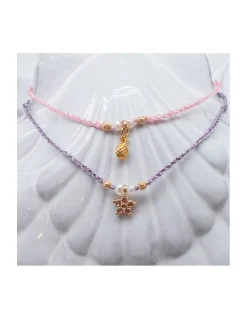 BIANCA - BRACELET CHARM ÉTOILE ZIRCON ET PERLES D'EAU DOUCE SUR TRESSE LUREX