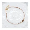 BIANCA - BRACELET DE CHEVILLE ANDALOUSITE ET OPALES BLANCHES SUR TRESSE LUREX