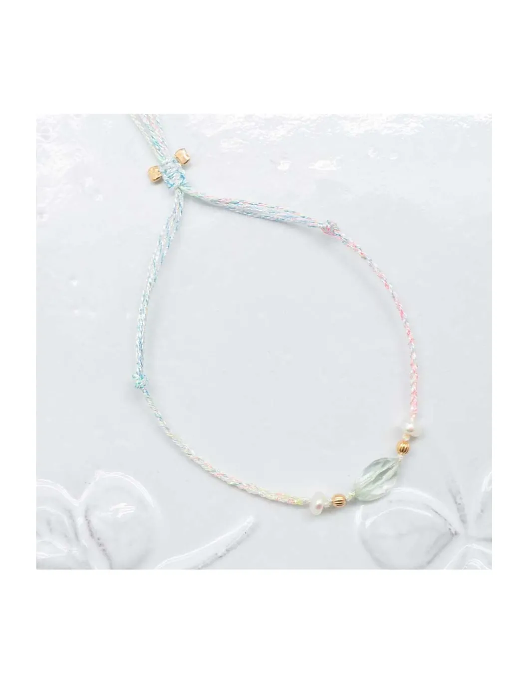 BIANCA - BRACELET GREEN AMETHYSTE ET PERLES D'EAU DOUCE SUR TRESSE LUREX