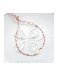 BIANCA - BRACELET OPALE ROSE ET PERLES D'EAU DOUCE SUR TRESSE LUREX
