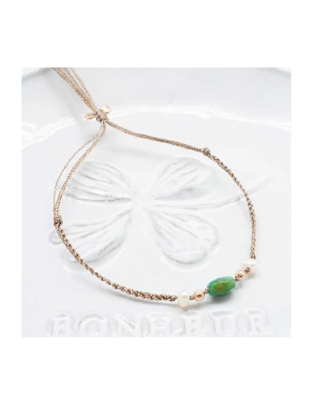 BIANCA - BRACELET OPALINE ET PERLES D'EAU DOUCE SUR TRESSE LUREX