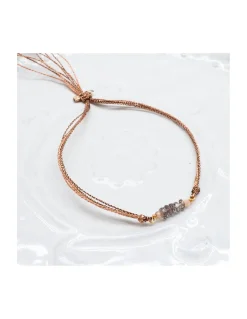 BIANCA - BRACELET PEACH MOONSTONES ET COLOR CHANGE GARNETS SUR FIL LUREX