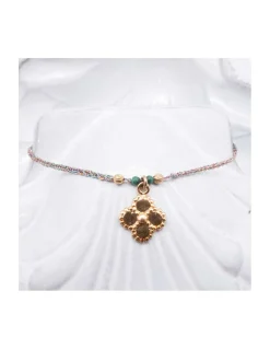 BIANCA - BRACELET PENDENTIF INDIEN, TURQUOISES ET LANTERNES SUR TRESSE LUREX