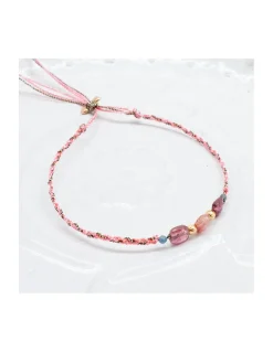 BIANCA - BRACELET TOURMALINES ET REDDISH SAPPHIRES SUR CORDON LUREX