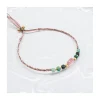 BIANCA - BRACELET TOURMALINE FLAT ET CHRYSOCOLLES SUR CORDON LUREX