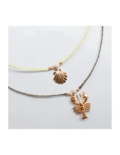 BIANCA - COLLIER CHARM AVEC GROS HOMARD SUR CORDON LUREX