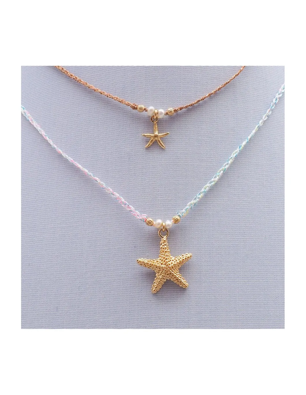 BIANCA - COLLIER CHARM AVEC GRANDE ÉTOILE DE MER ÉPAISSE SUR CORDON LUREX