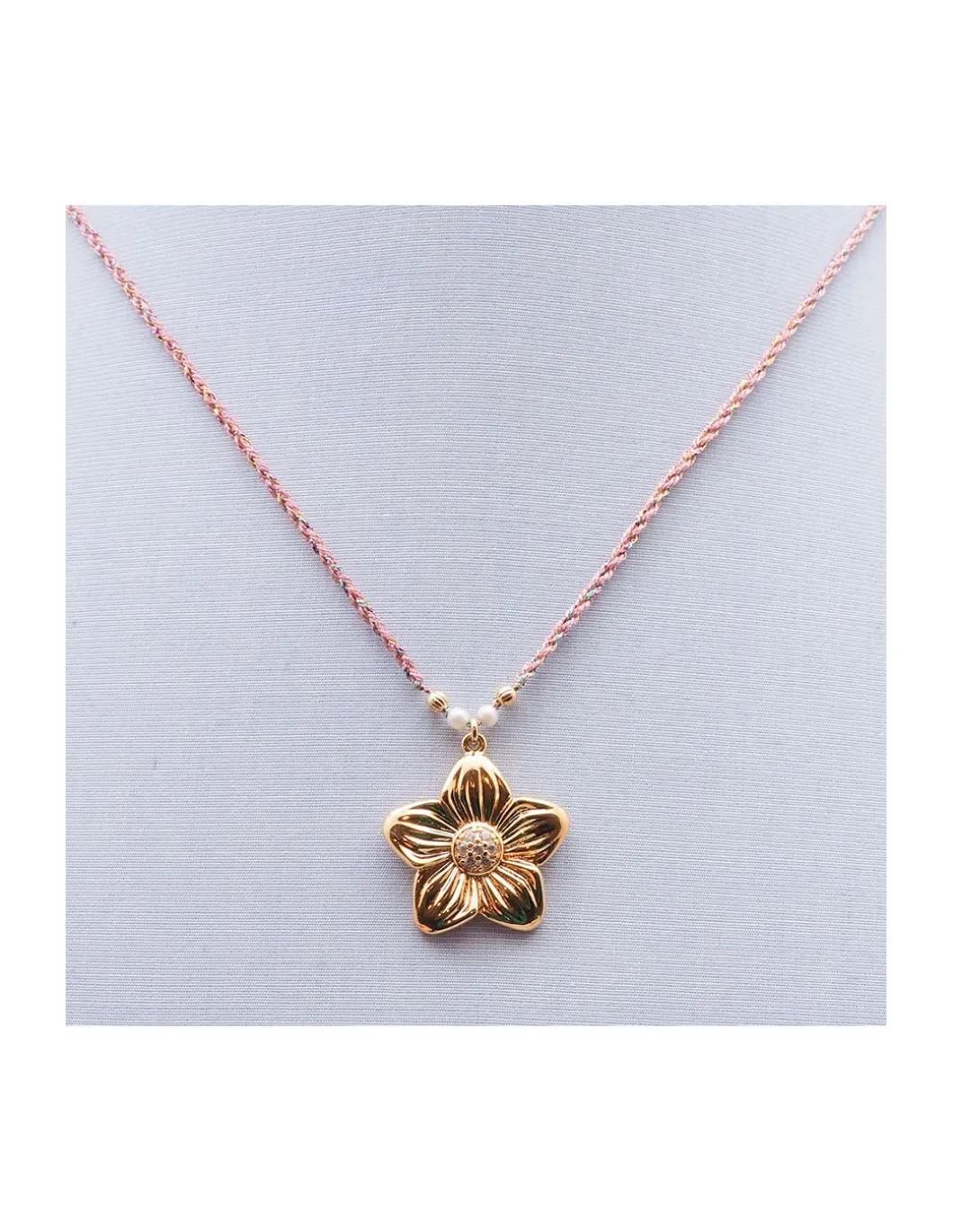 BIANCA - COLLIER CHARM FLEUR COEUR ZIRCONS