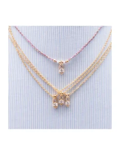 BIANCA - COLLIER CHARM ZIRCON, PERLES D'EAU DOUCE ET PERLES PLAQUÉES OR SUR CORDON LUREX