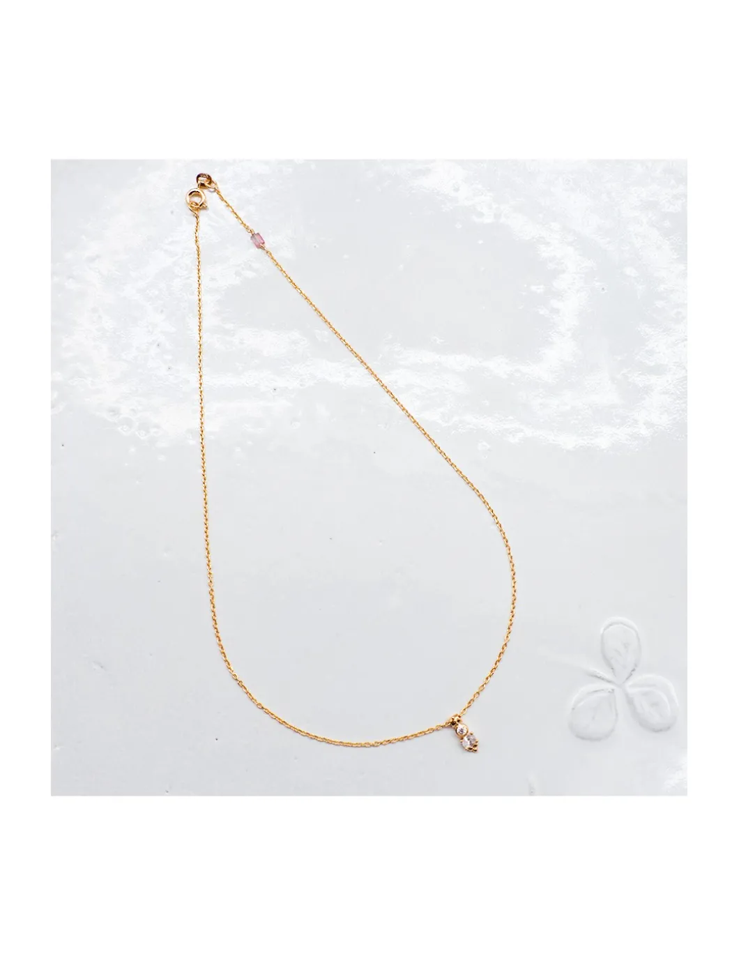 BIANCA - COLLIER CHARM ZIRCON SUR CHAÎNE PLAQUÉE OR