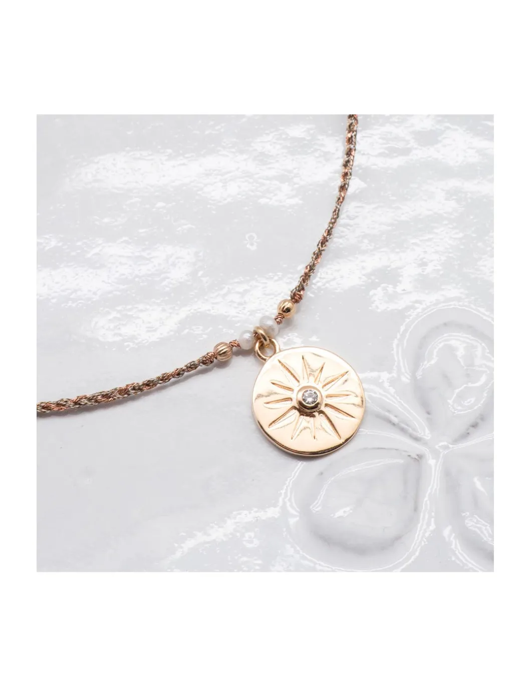 BIANCA - COLLIER MÉDAILLE RONDE AVEC SOLEIL ZIRCON