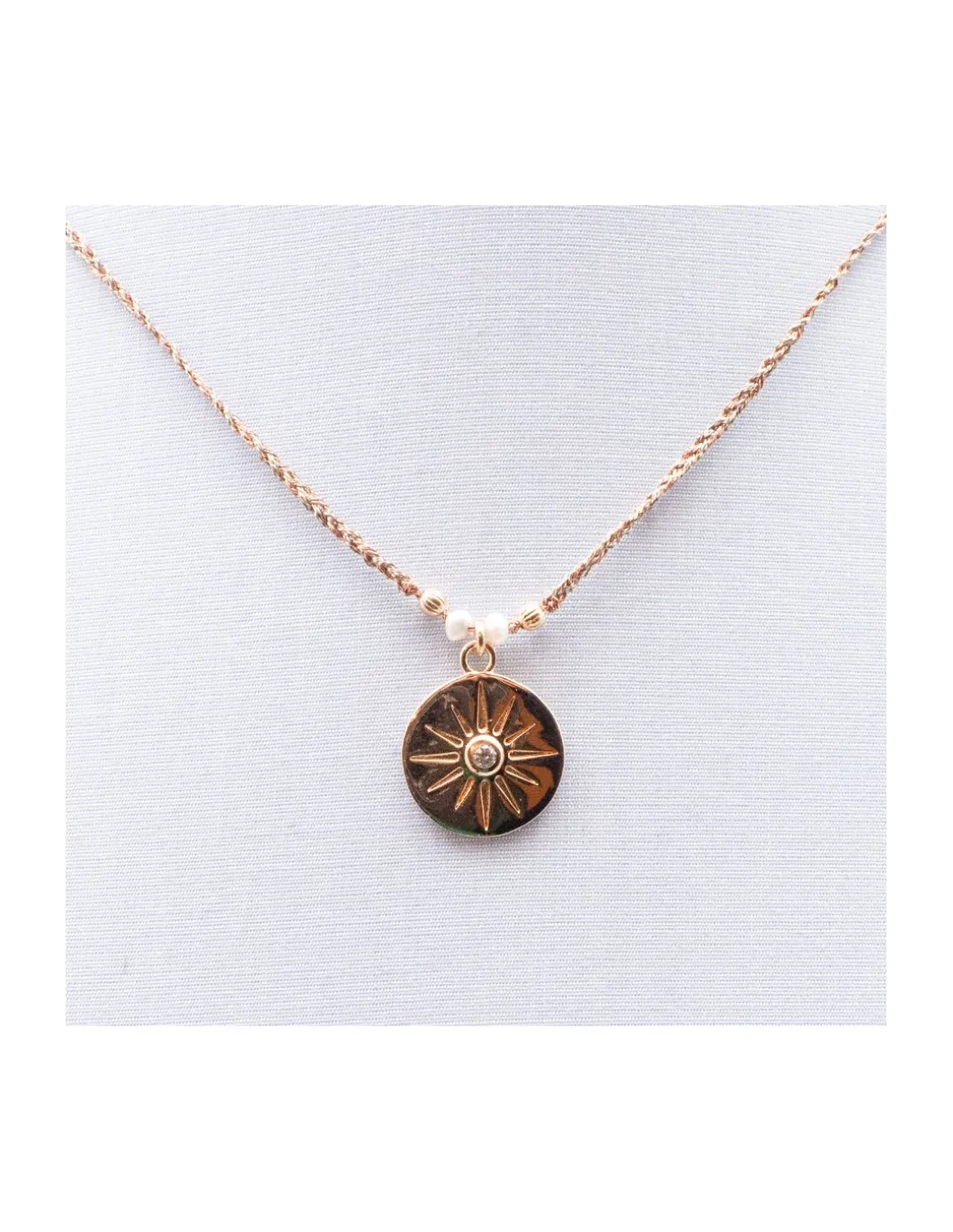 BIANCA - COLLIER MÉDAILLE RONDE AVEC SOLEIL ZIRCON