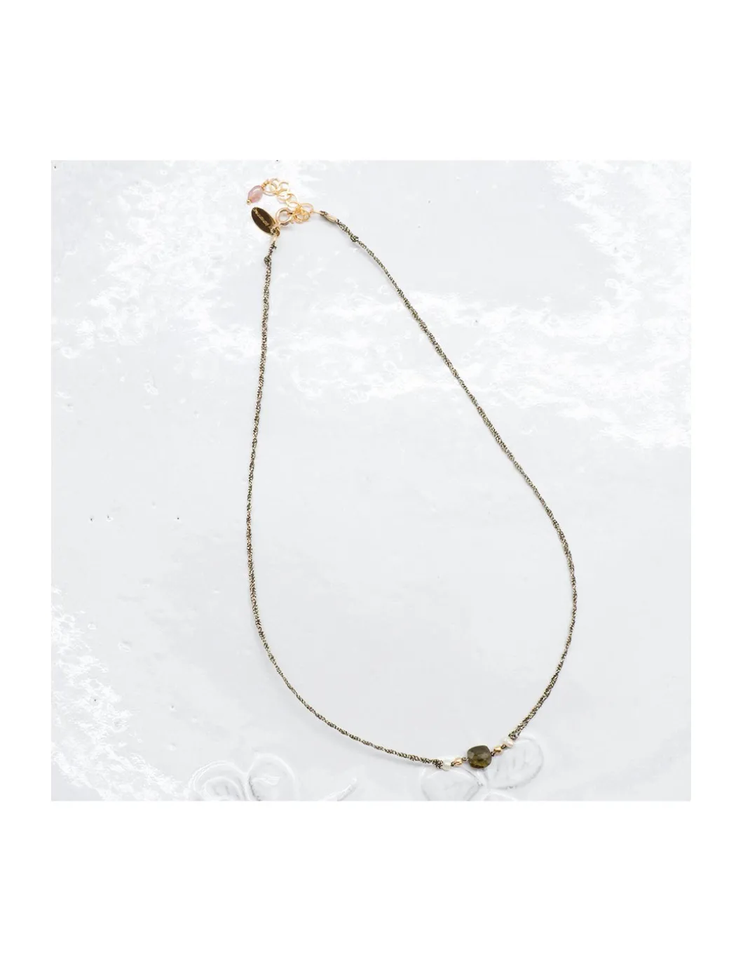 BIANCA - COLLIER TOURMALINE (COULEUR AU CHOIX) ET PERLES DE CULTURE SUR TRESSE LUREX