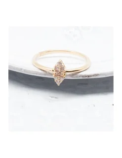 BINGO - BAGUE 2 LOSANGES ET 1 RECTANGLE PLAQUÉE OR ET ZIRCONS