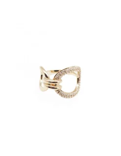 BINGO - BAGUE ASYMETRIQUE EN PLAQUÉ OR ET ZIRCONS