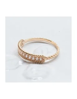 BINGO - BAGUE LONG BEACH PLAQUÉE OR ET SERTIE DE ZIRCONS BLANCS