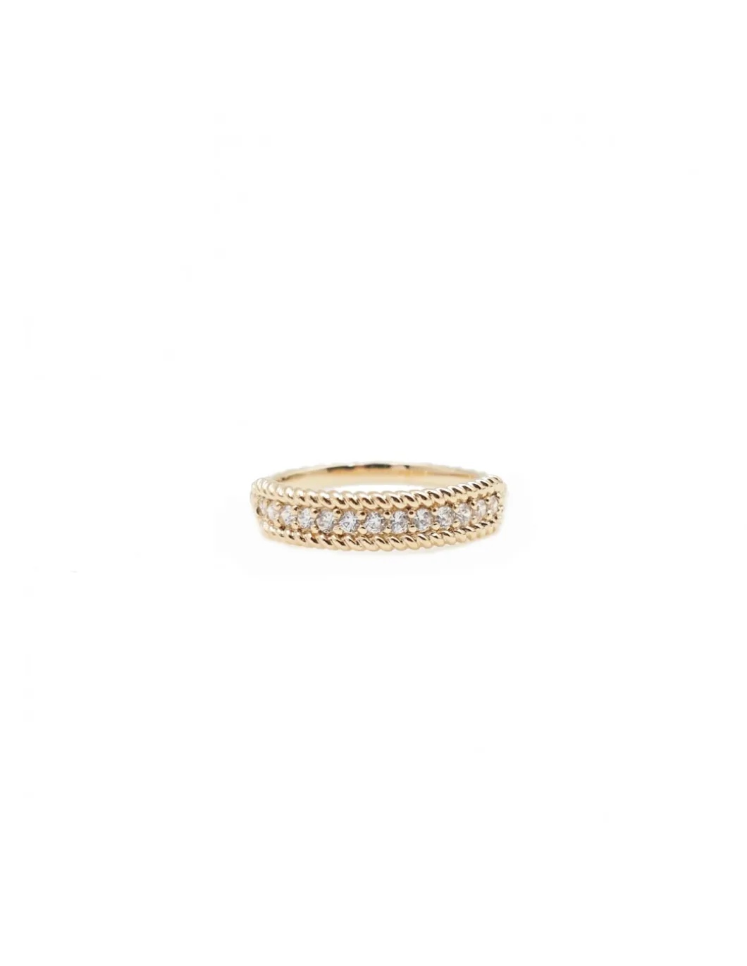 BINGO - BAGUE LONG BEACH PLAQUÉE OR ET SERTIE DE ZIRCONS BLANCS