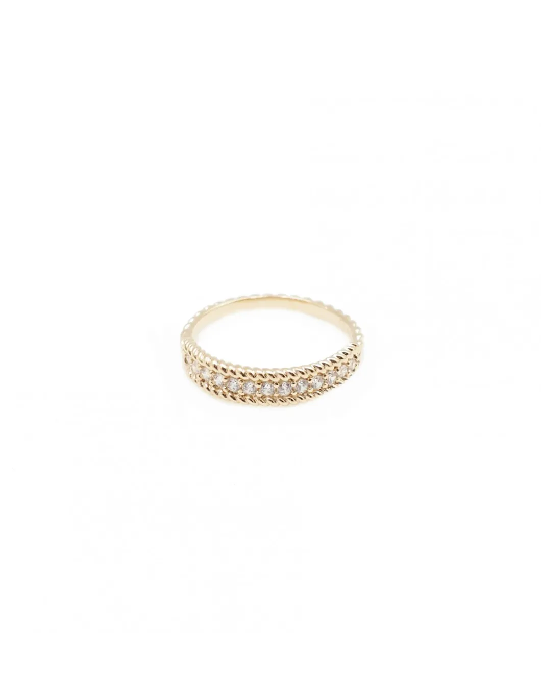 BINGO - BAGUE LONG BEACH PLAQUÉE OR ET SERTIE DE ZIRCONS BLANCS