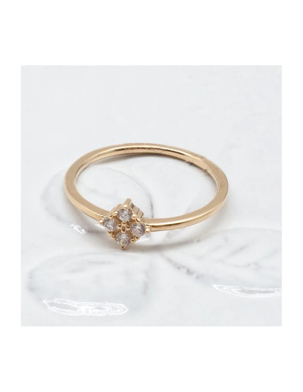 BINGO - BAGUE PLAQUÉE OR CARRÉ ET ZIRCONS