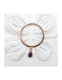 BINGO - BAGUE PLAQUÉE OR ET CHARM GOUTTE ZIRCON VIOLET