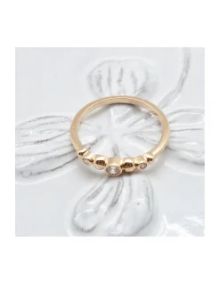BINGO - BAGUE PLAQUÉE OR ET SPHÈRES ET ZIRCONS