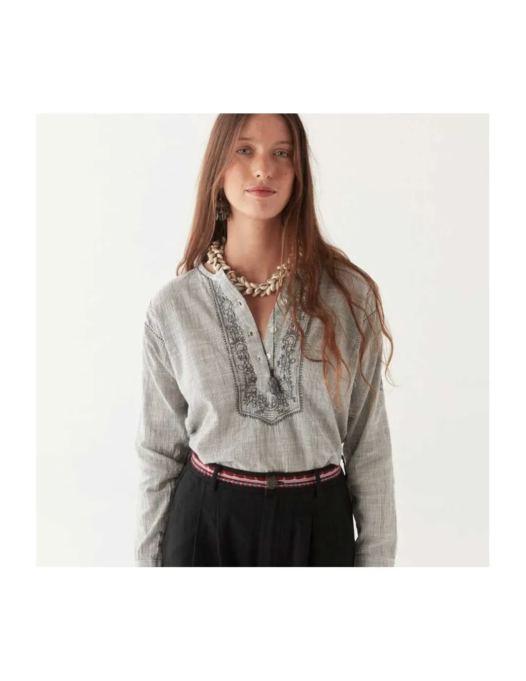 BLOUSE CAS - BLUE STRIPES