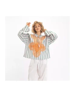 BLOUSE GANGA BRODÉE À RAYURES