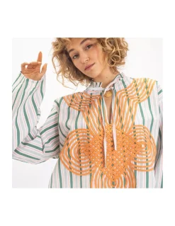 BLOUSE GANGA BRODÉE À RAYURES