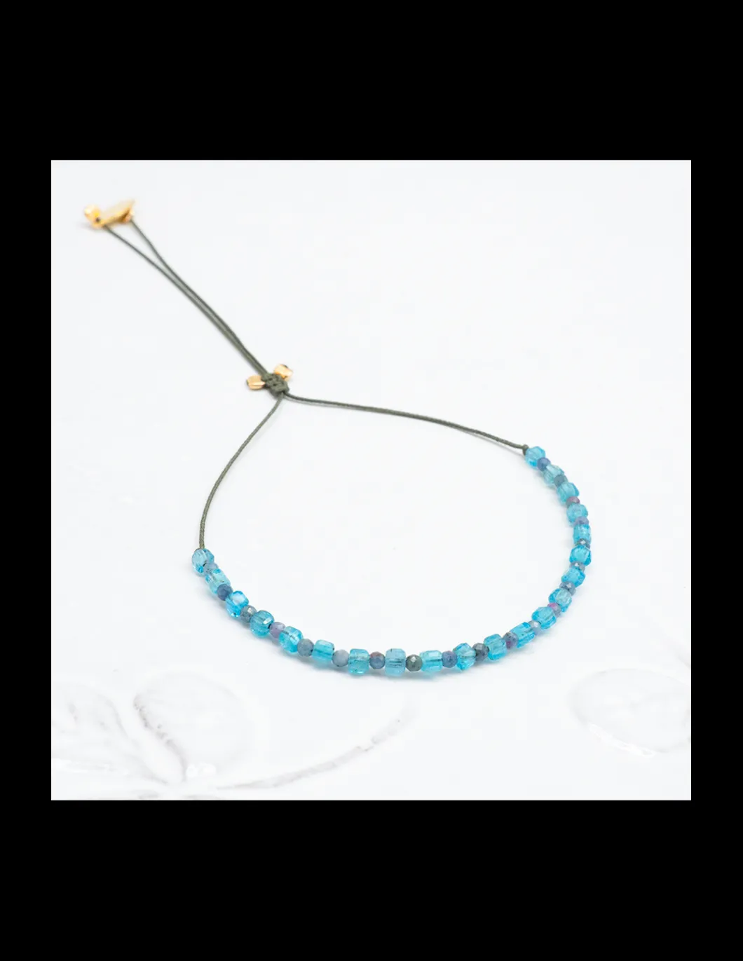BLUE STORM - BRACELET APATITES FLUO ET REDDISH SAPPHIRES