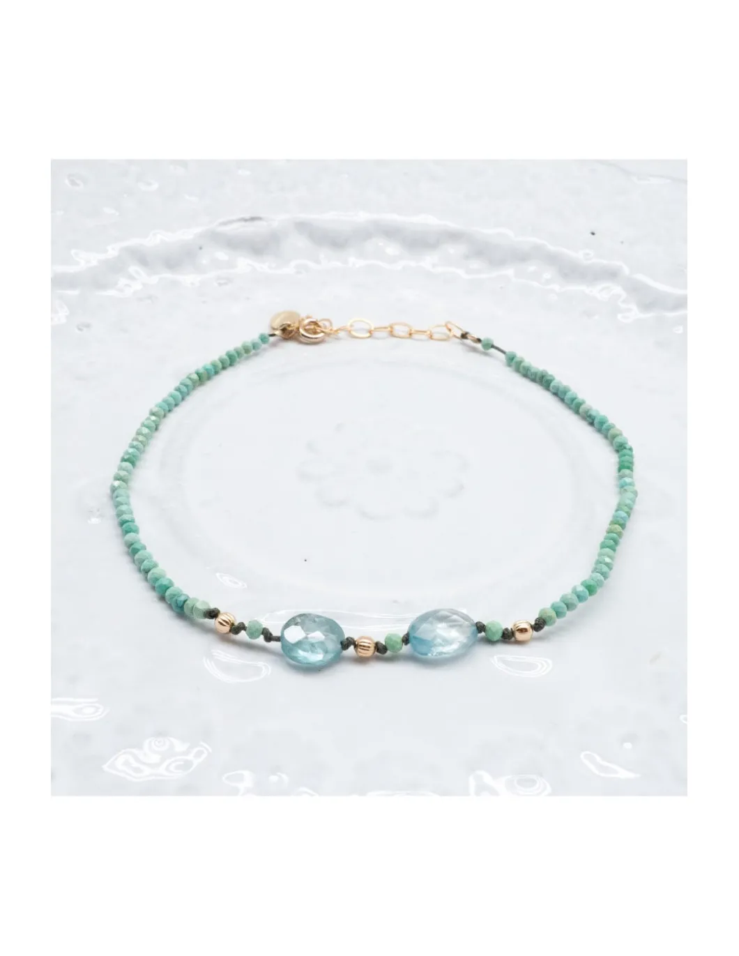 BLUE STORM - BRACELET DE CHEVILLE TURQUOISES ET ZIRCONS BLEUS
