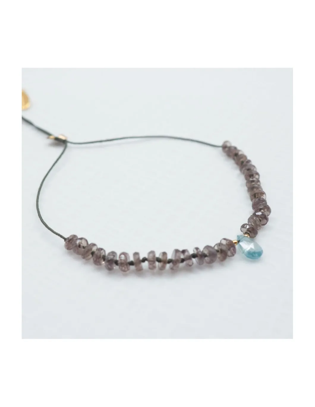 BLUE STORM - BRACELET GRENATS CAMÉLÉON ET GOUTTE ZIRCON BLEU